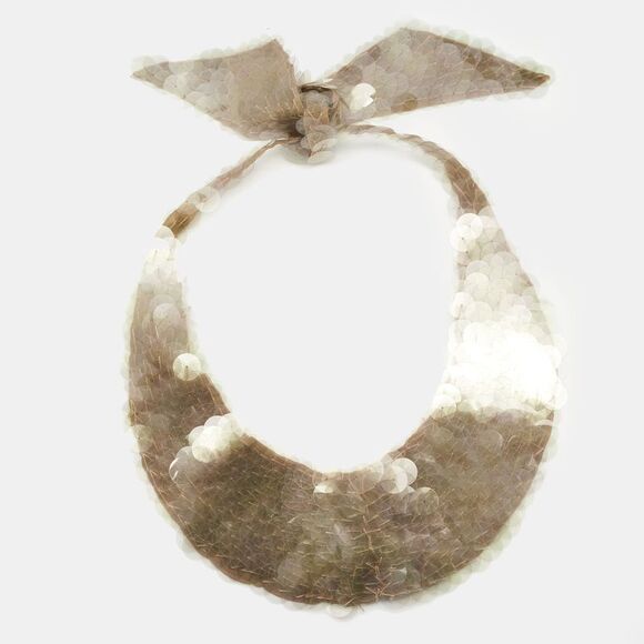 Marni Beige Silk Clear Sequined Collar Necklace